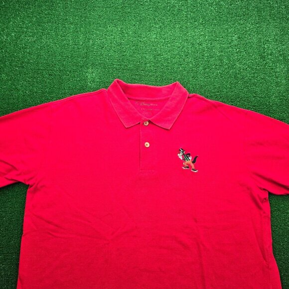 Disney Store Polo Shirt Mens 2XL Red Short Sleeve‎ Embroidered Big Bad Wolf - Picture 2 of 7